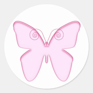 Adesivo Redondo borboleta rosa