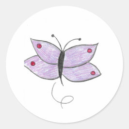 Adesivo Redondo Borboleta Roxa
