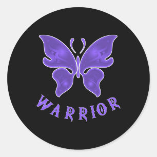 Adesivo Redondo Borboleta Roxa Fibro Enxaqueca Lupus Guerreiro Awa