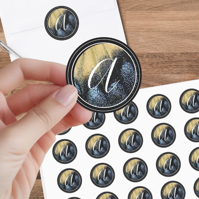 Adesivo Redondo Borboleta Simples Wing Yellow e Blue (Criador carregado)