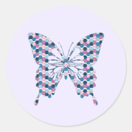 Adesivo Redondo Borboleta Twilight City Blue and Pink Hexagon