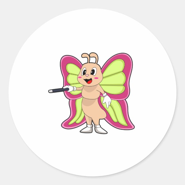 Adesivo Redondo Borboleta Varinha mágica (Frente)