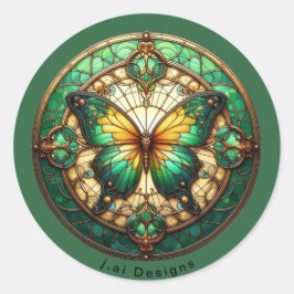 Adesivo Redondo Borboleta Verde
