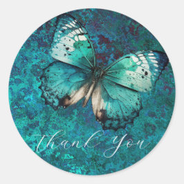 Adesivo Redondo Borboleta verde romântica obrigado você