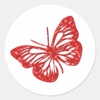 Adesivo Redondo Borboleta Vermelha