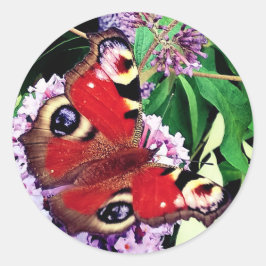 Adesivo Redondo Borboleta vermelha