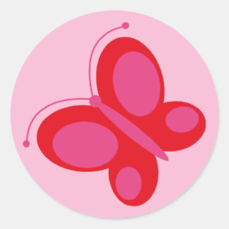 Adesivo Redondo Borboleta [vermelha + rosa]