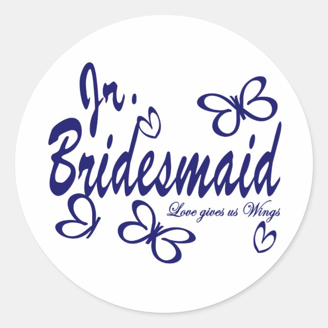 Adesivo Redondo Borboleta Wedding/Jr.Bridesmaid (Frente)