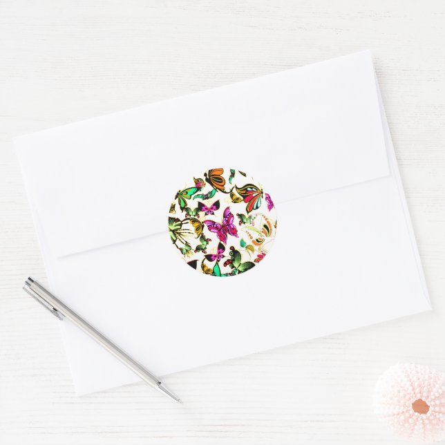 Adesivo Redondo Borboletas (Envelope)