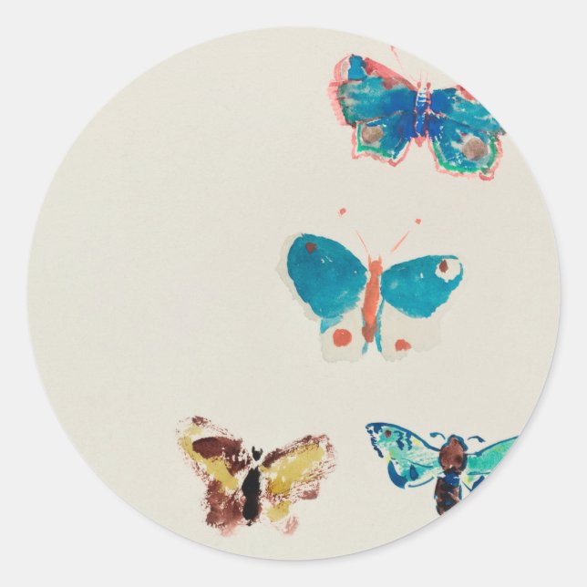 Adesivo Redondo Borboletas azuis de safena. Odilon Redon (Frente)