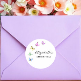 Adesivo Redondo Borboletas Coloridas Aniversário