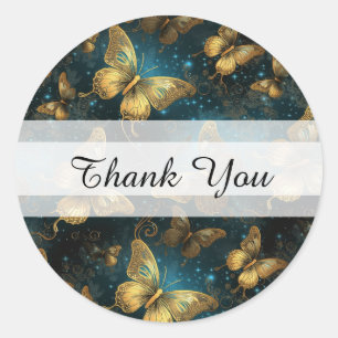 Adesivo Redondo Borboletas De ouro Muito Obrigado Pinheiros Redond