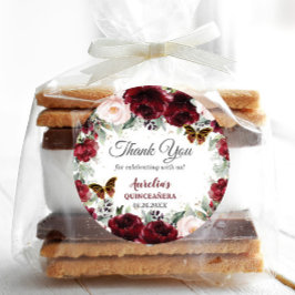 Adesivo Redondo Borboletas de Quinceañera Blush