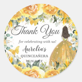 Adesivo Redondo Borboletas Douradas Amarelas Princesa Favor