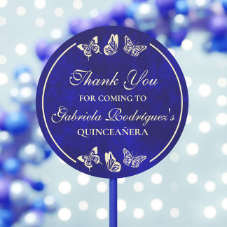Adesivo Redondo Borboletas Douradas Real Elegante Quinceañera
