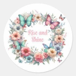 Adesivo Redondo borboletas florais pastosas sobem e brilham