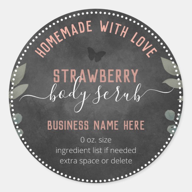 Adesivo Redondo Borboletas Floral Corpo Comercial Personalizado (Frente)