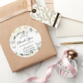 Adesivo Redondo Borboletas prateadas brancas princesa Tiara