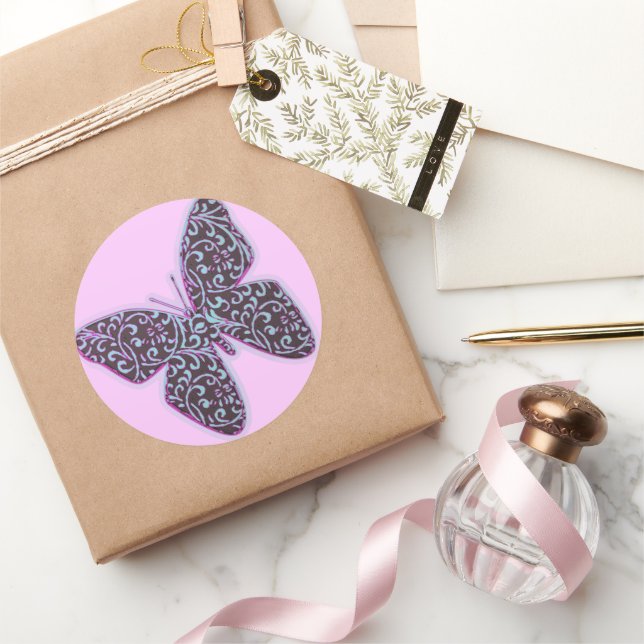 Adesivo Redondo Borboletas Roxo Roxo (Presentear)