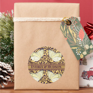 Adesivo Redondo Borboletas Roxo Roxo e Laranja