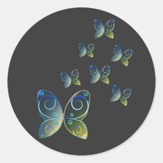 Adesivo Redondo borboletas voadoras capuz da natureza