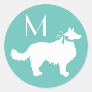 Adesivo Redondo Borda Collie Dog Puppy