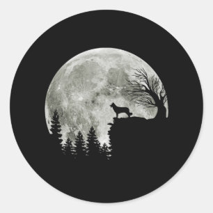 Adesivo Redondo Borda da silhueta Collie no Cão das Halloween das