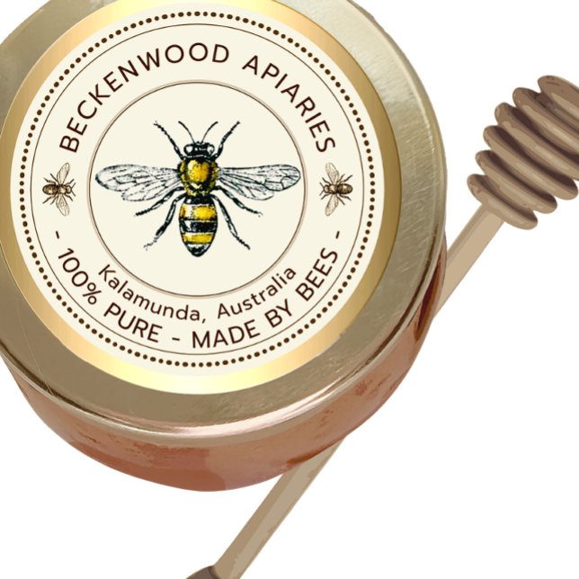 Adesivo Redondo Borda Dourada Apiácea Amarela-Mel (Criador carregado)