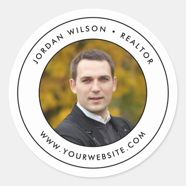 Adesivo Redondo Borda Dupla Moderna Adicionar Sua Foto (Frente)