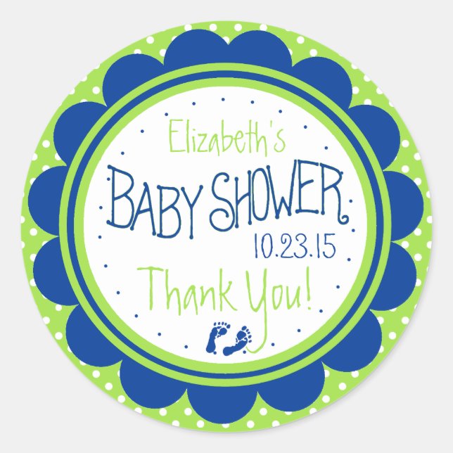 Adesivo Redondo Borda Escalonada do Chá de fraldas Verde e Azul (Frente)