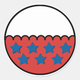 Adesivo Redondo Borda estriada branca e vermelha com estrelas azui