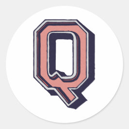 Adesivo Redondo Bordado Elegante Carta "Q"