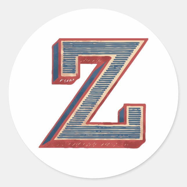 Adesivo Redondo Bordado Elegante Carta "Z" (Frente)
