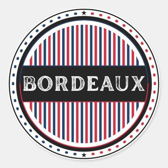 Adesivo Redondo Bordeaux City Pride Emblem – French Identity (Frente)