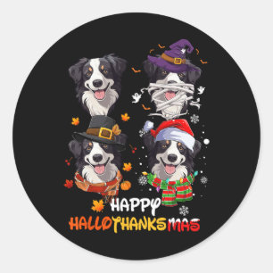 Adesivo Redondo Border Collie Dog Hallothanksmas Halloween