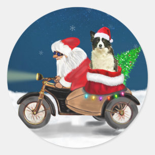 Adesivo Redondo Border Collie Dog Papai Noel