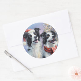 Adesivo Redondo Border Collie Round Christmas Sticker