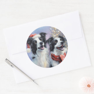 Adesivo Redondo Border Collie Round Christmas Sticker