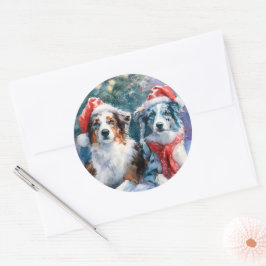Adesivo Redondo Border Collie Round Christmas Sticker
