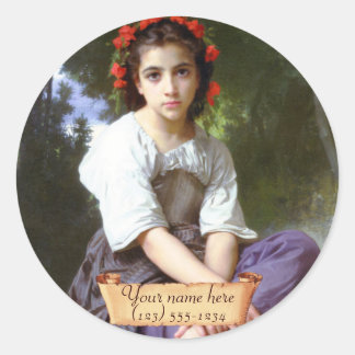 Adesivo Redondo "Bordo do riacho" Pré-Raphaelite Bookplate