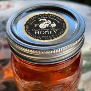 Adesivo Redondo Bordo Dourado de Mel em Bruto de Cereja