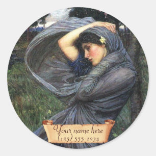 Adesivo Redondo "Boreas" J. W. Waterhouse Pre-Raphaelite Bookplate