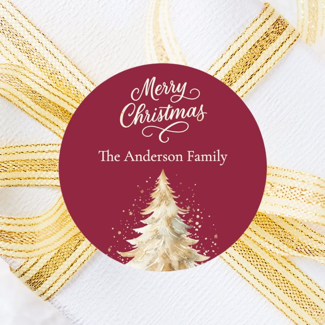 Adesivo Redondo Borgonha-creme-bege Natal (Criador carregado)