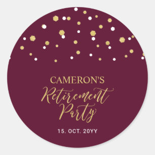 Adesivo Redondo Borgonha e Dourado Favor do Partido da Reforma M