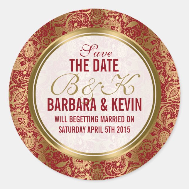 Adesivo Redondo Borgonha Elegante e Dourados Damáscaras Florais (Frente)