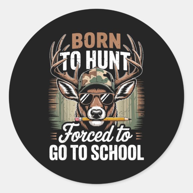 Adesivo Redondo Born Hunt Forced Go School Youth Camo Deer Hunting (Frente)
