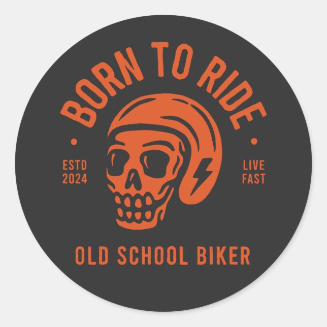 Adesivo Redondo Born to Ride (Frente)
