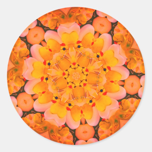 Adesivo Redondo Borracha Amarela Patos Abstrato (Frente)