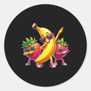Adesivo Redondo Borracha De Banana Amarela E Fruta Funny De Morang