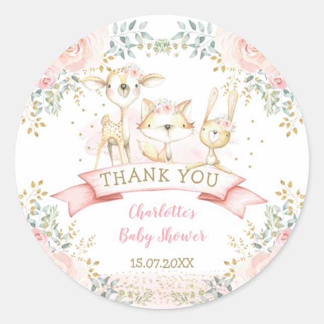 Adesivo Redondo Borracha Dourada Tribal Woodland Baby (Frente)